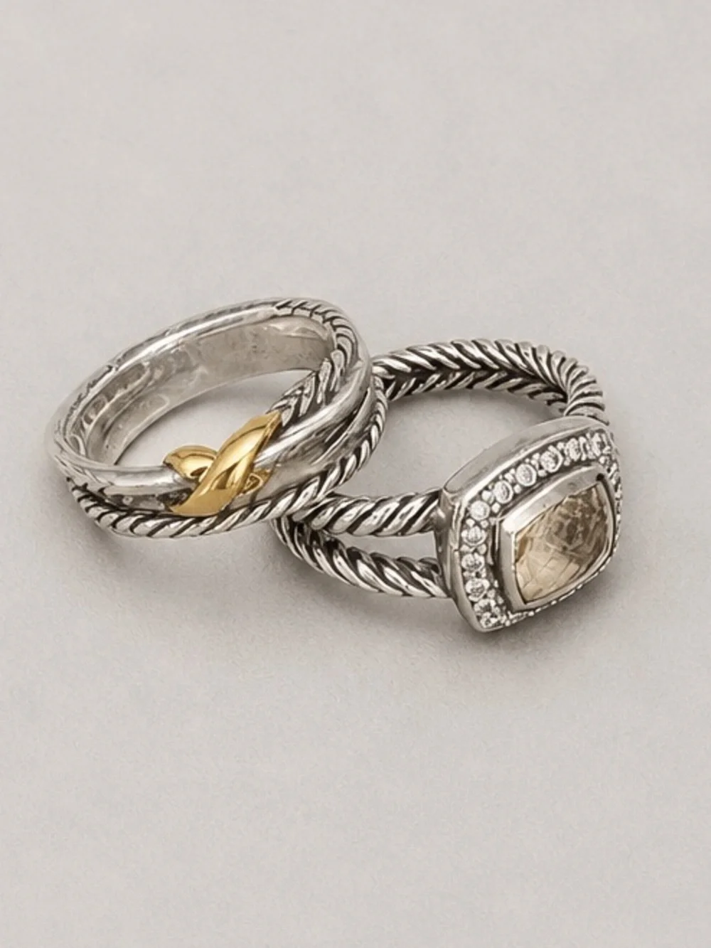 David Yurman Petite Albion® Diamond Halo Cushion Ring in BOX